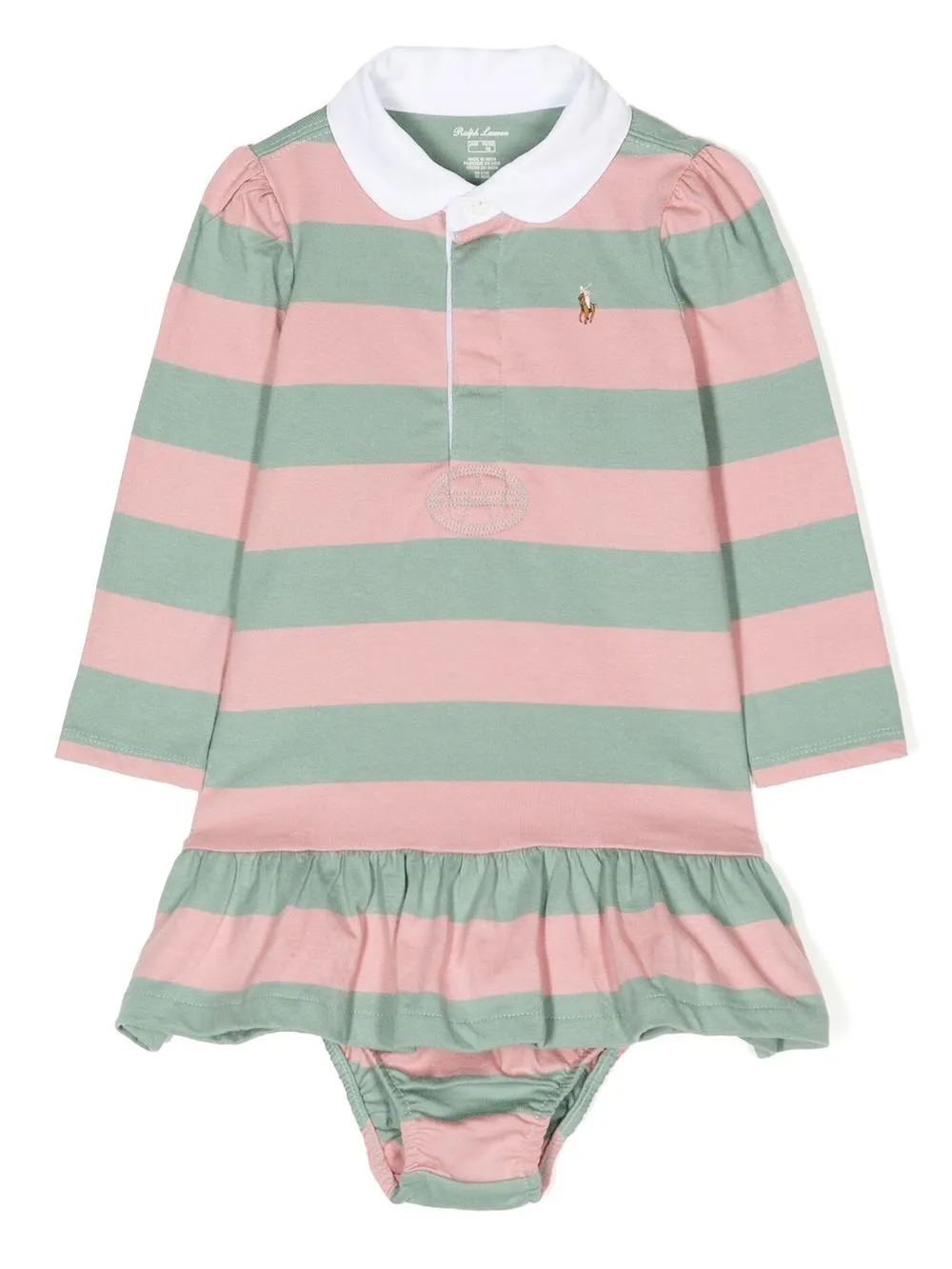 

Ralph Lauren Kids stripe print ruffled romper - Pink