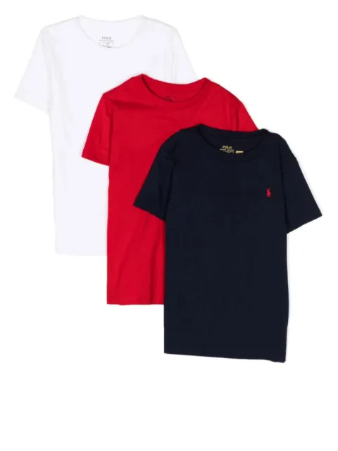 POLO RALPH LAUREN KIDS logo-embroidered three-pack T-shirts