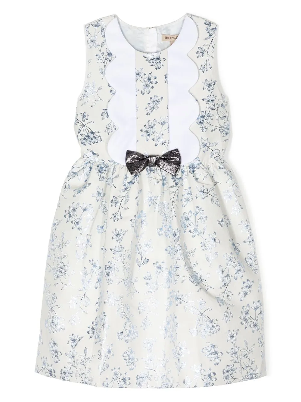 

Hucklebones London vestido festoneado con estampado floral - Blanco