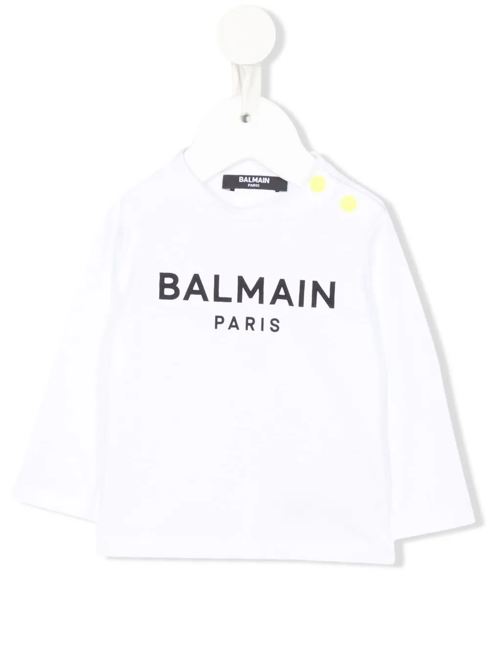 

Balmain Kids playera manga larga con logo estampado - Blanco