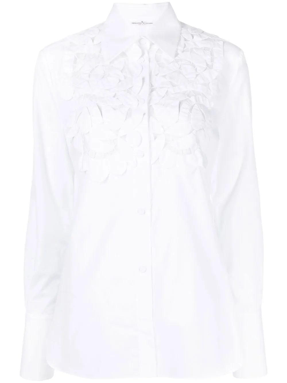 Ermanno Scervino Macramé-embellished Long-sleeve Shirt In 10601 Bright White