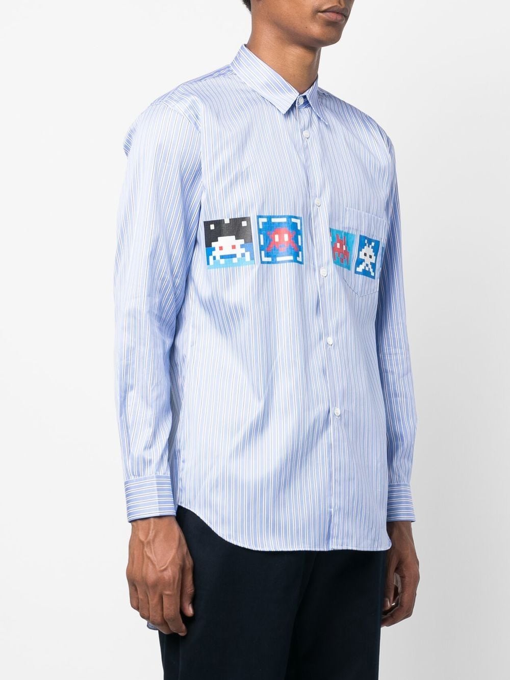 Shop Comme Des Garçons Shirt Graphic-print Long-sleeved Shirt In Blau