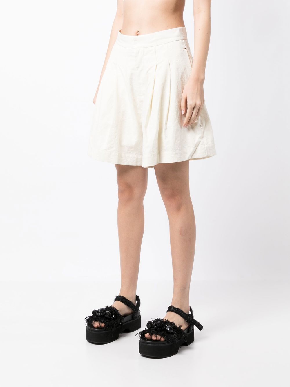 Shop Renli Su Pleated-detail Jacquard Shorts In White