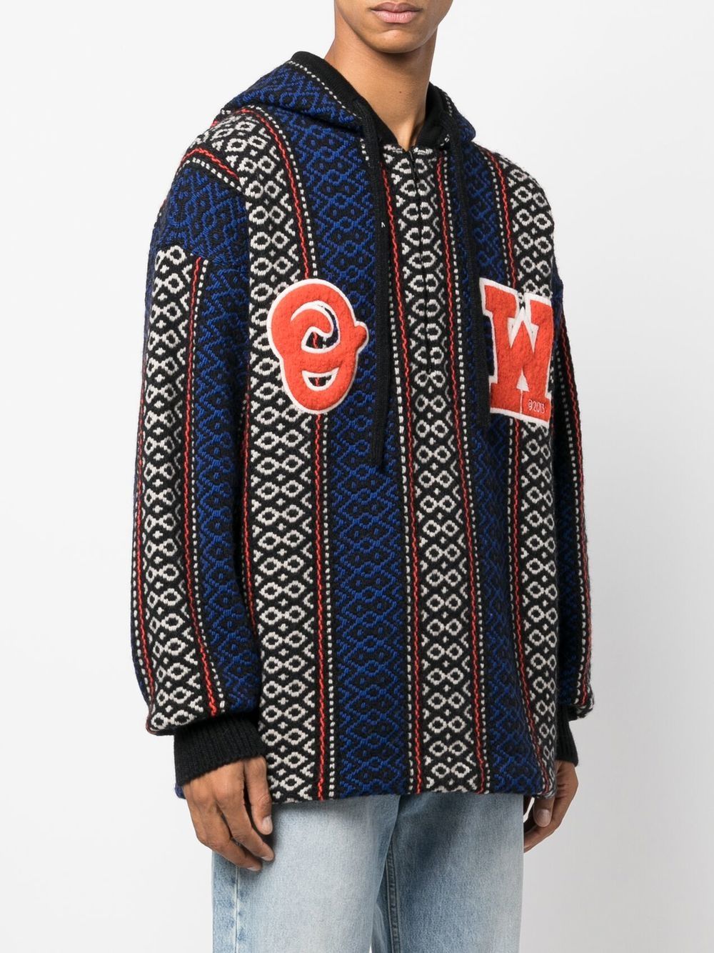 Off-White geometric-patterned alpaca-blend hoodie Men