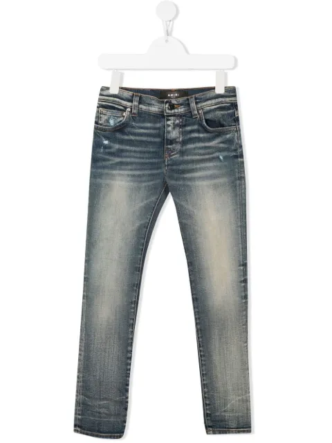 amiri kids 石洗效果直筒牛仔裤