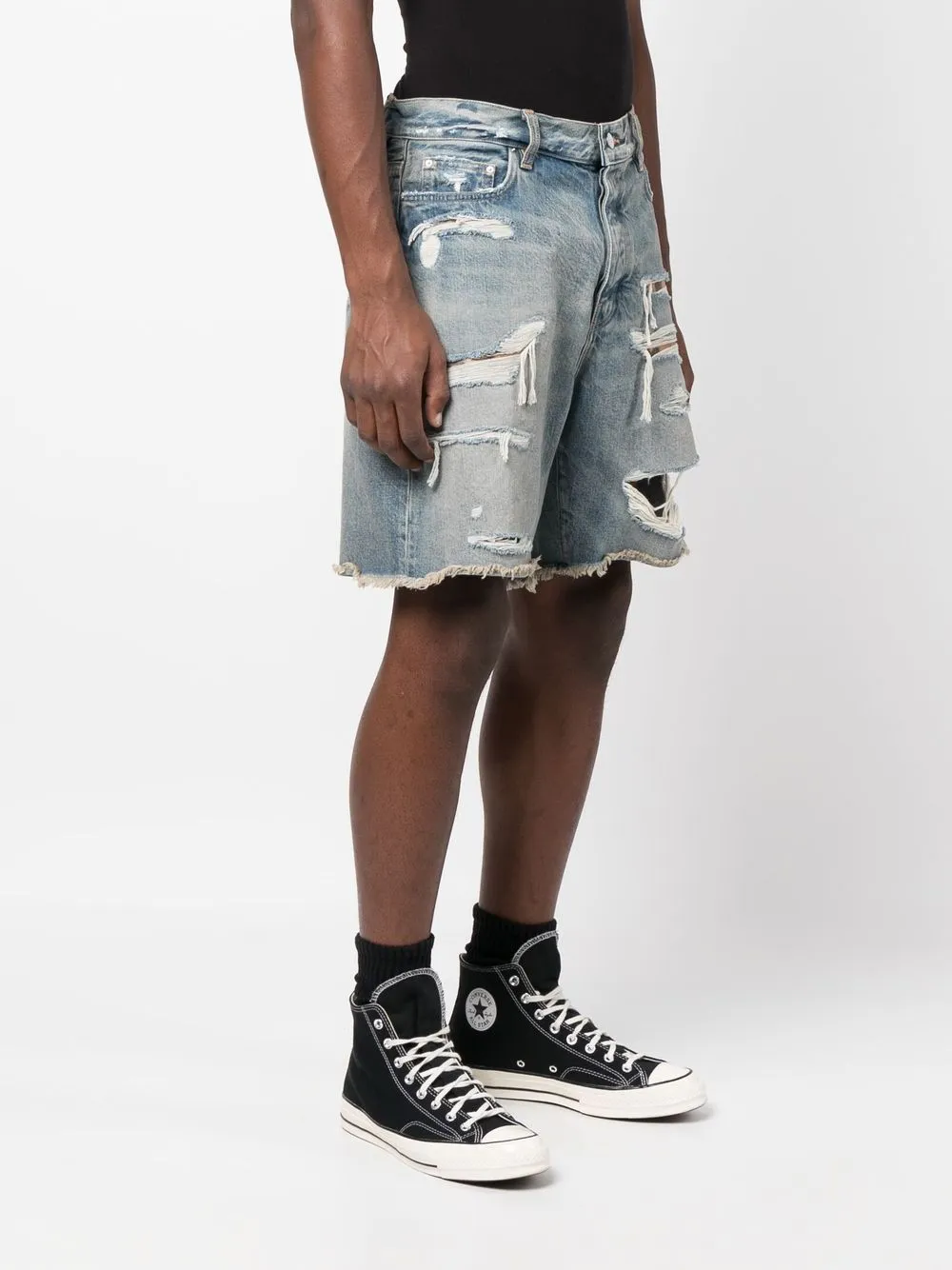  Amiri Jeans Shorts Im Distressed Look   Blau 
