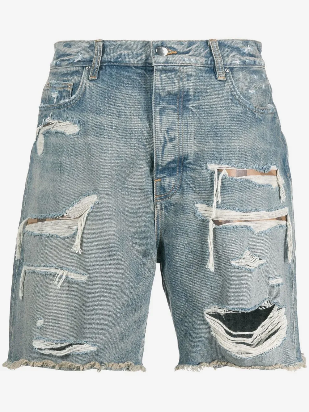 AMIRI distressed knee-length denim shorts | Blue | Image 1