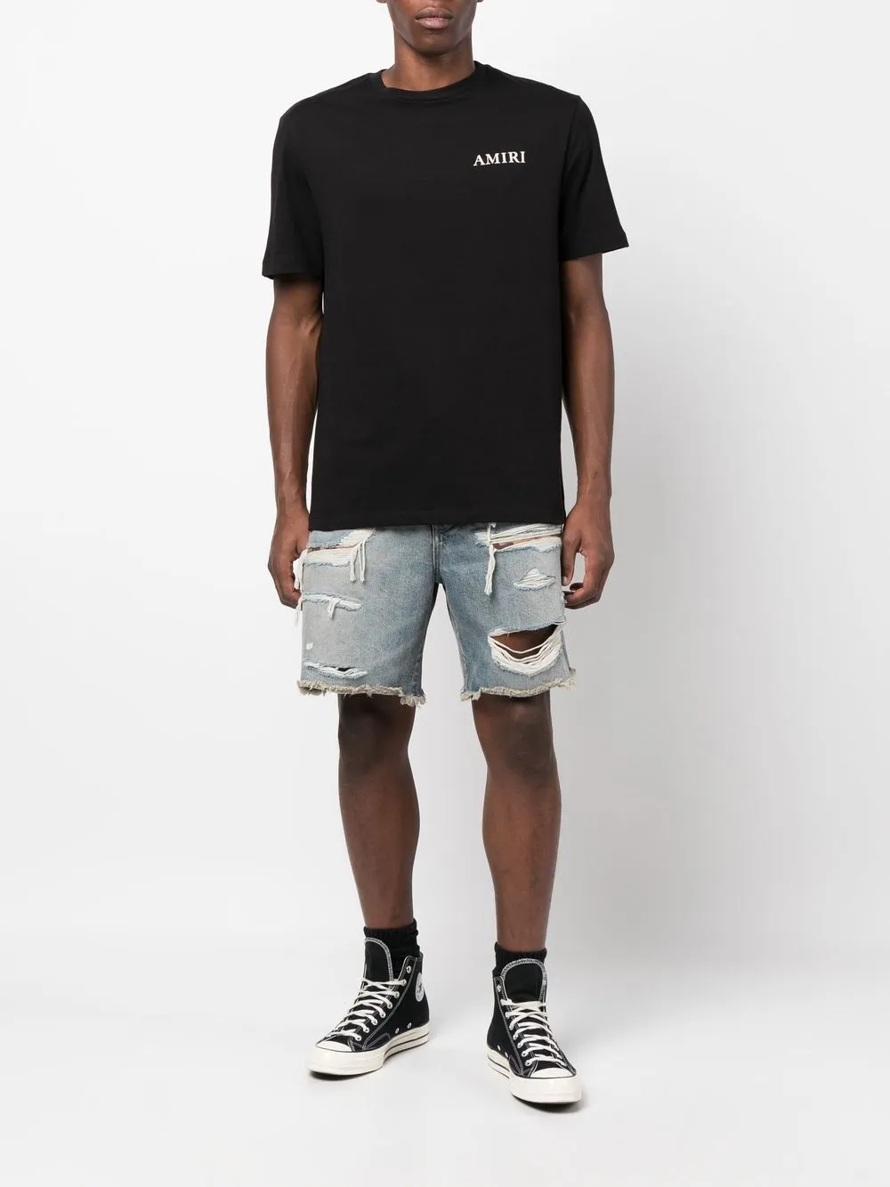  Amiri Jeans Shorts Im Distressed Look   Blau 