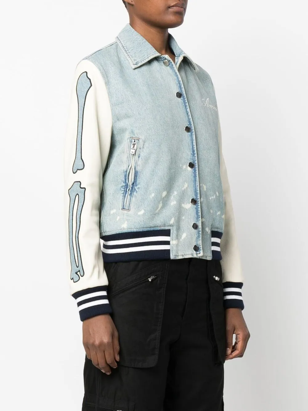 image 3 of amiri 条纹细节飞行员夹克