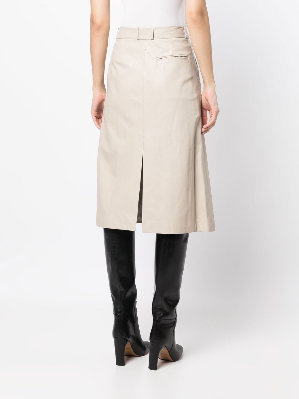 Shop Lorena Antoniazzi High-waisted Leather Midi Skirt In Neutrals