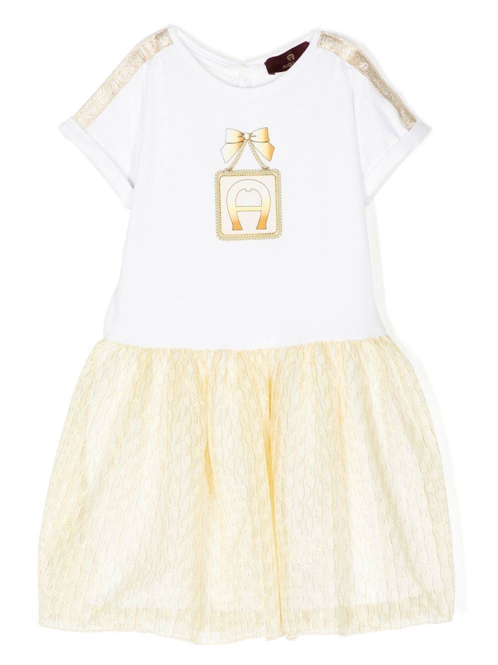 

Aigner Kids logo-print detail dress - White