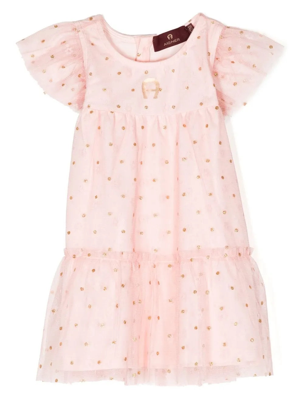 

Aigner Kids polka-dot print panelled dress - Pink