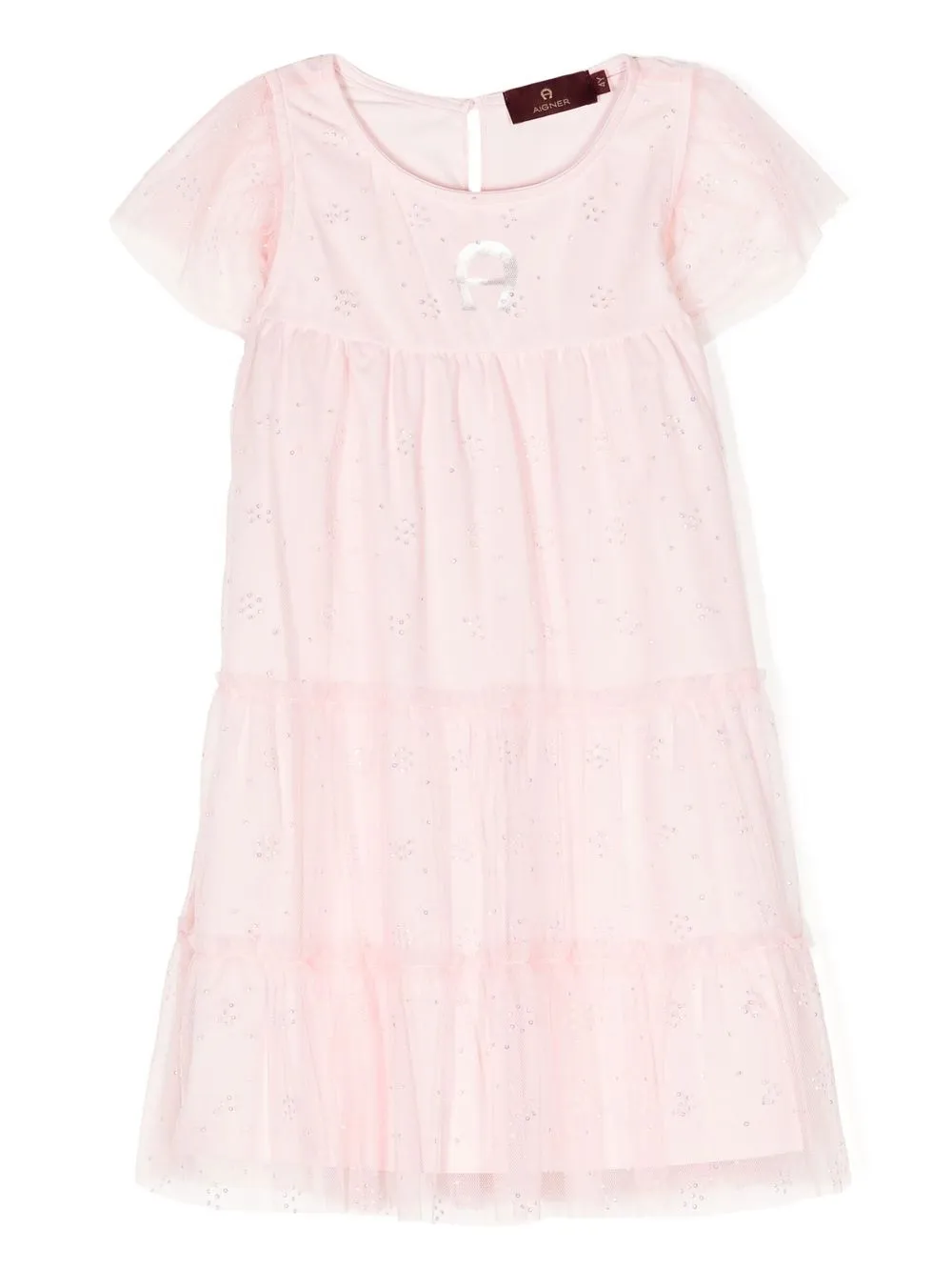 

Aigner Kids vestido a capas manga corta - Rosado