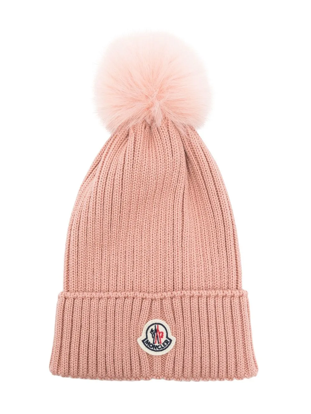 

Moncler Enfant gorro tejido de canalé con parche del logo - Rosado