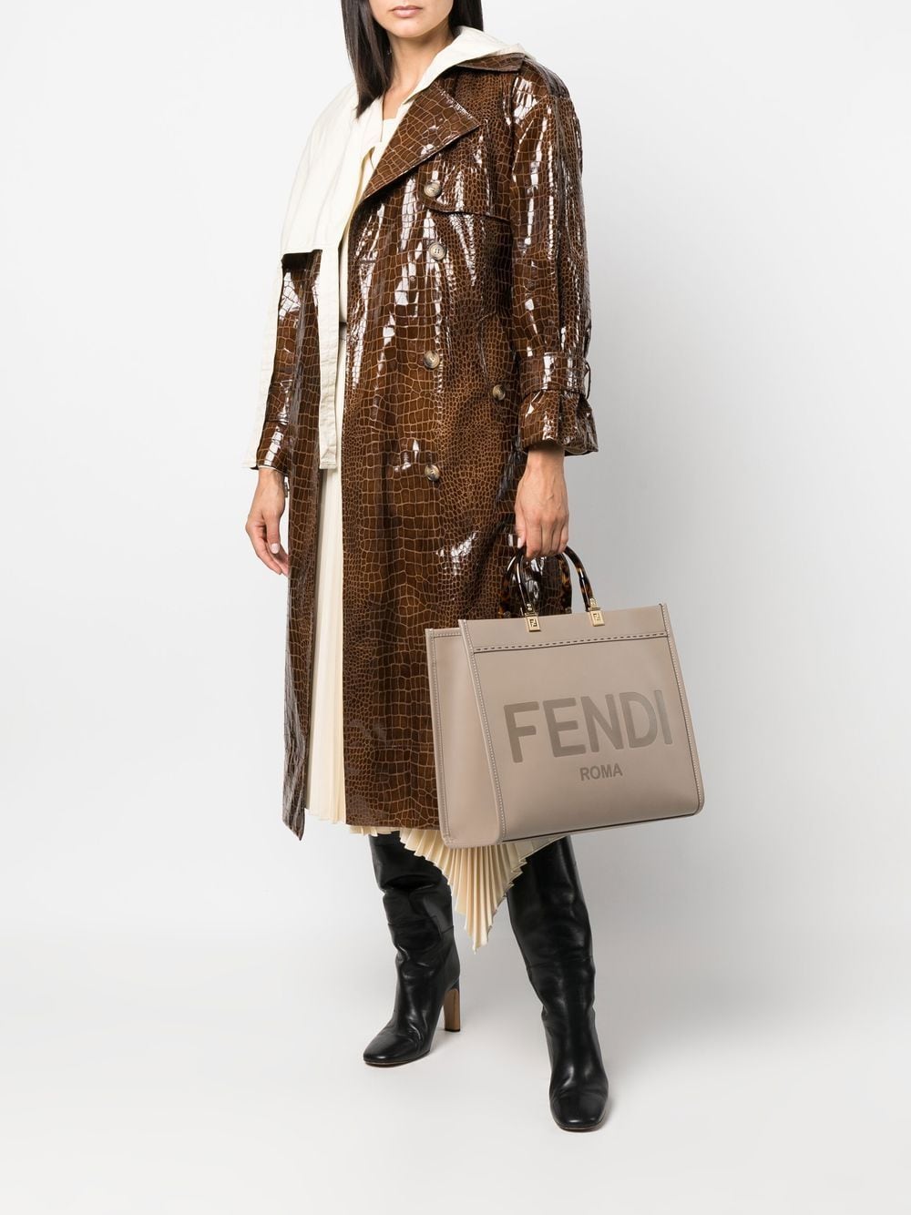 FENDI Shopper met logo - Beige