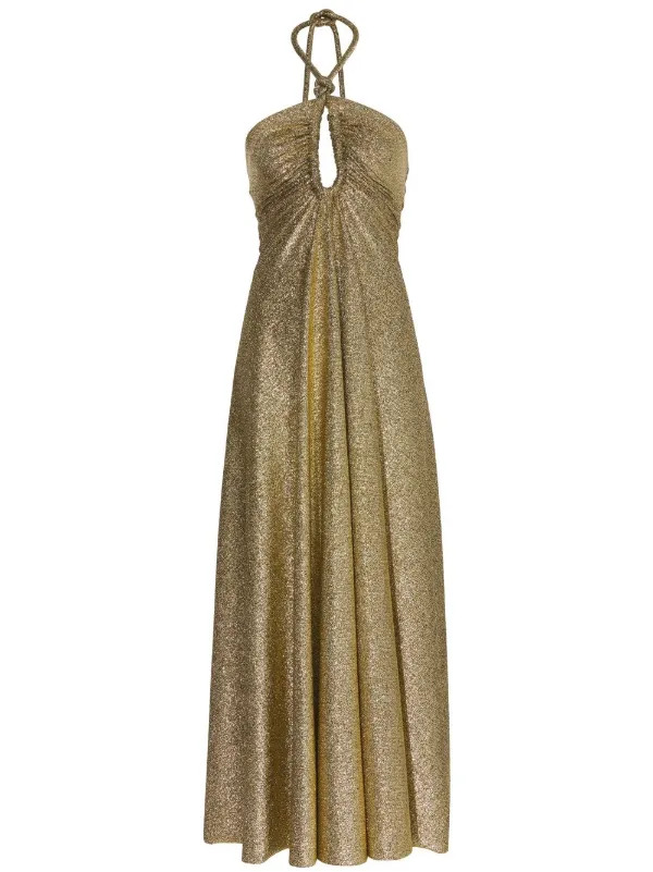 Proenza Schouler metallic-effect Jersey Halterneck Dress | Gold | FARFETCH
