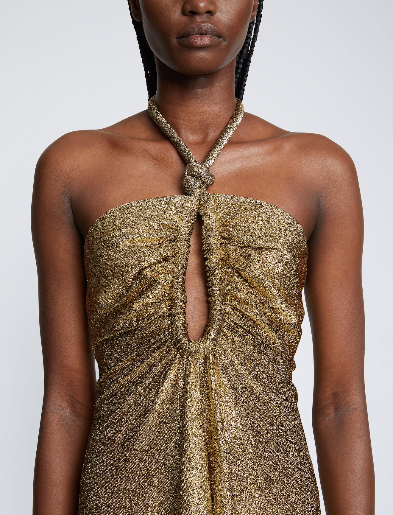 Metallic Jersey Halter Dress #3