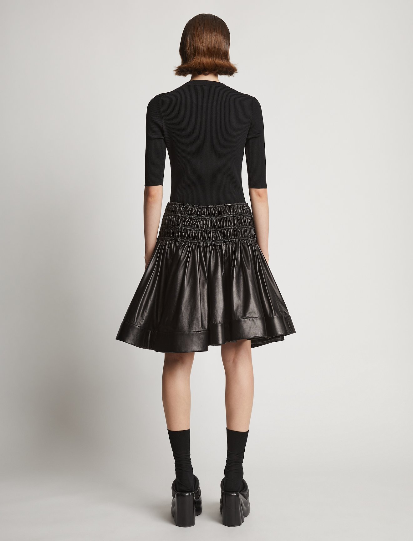 Nappa Leather Ruched Skirt #2