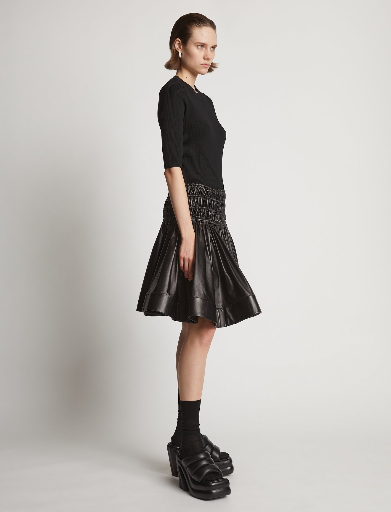 Nappa Leather Ruched Skirt #1