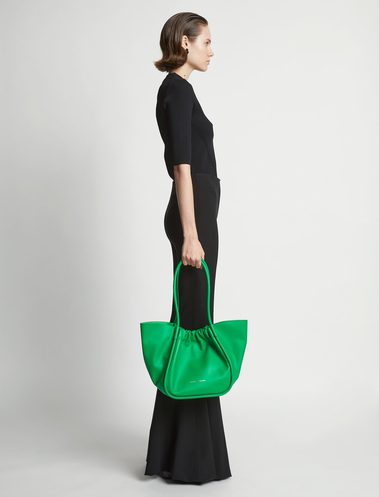 Large Ruched tote in green | Proenza Schouler