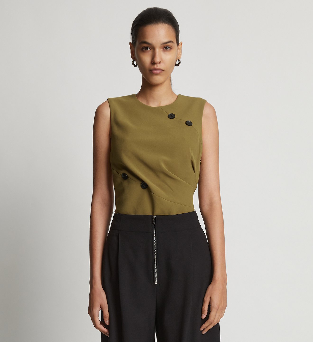 Pris tjære Stationær Matte Viscose Crepe Spiral Top in green | Proenza Schouler