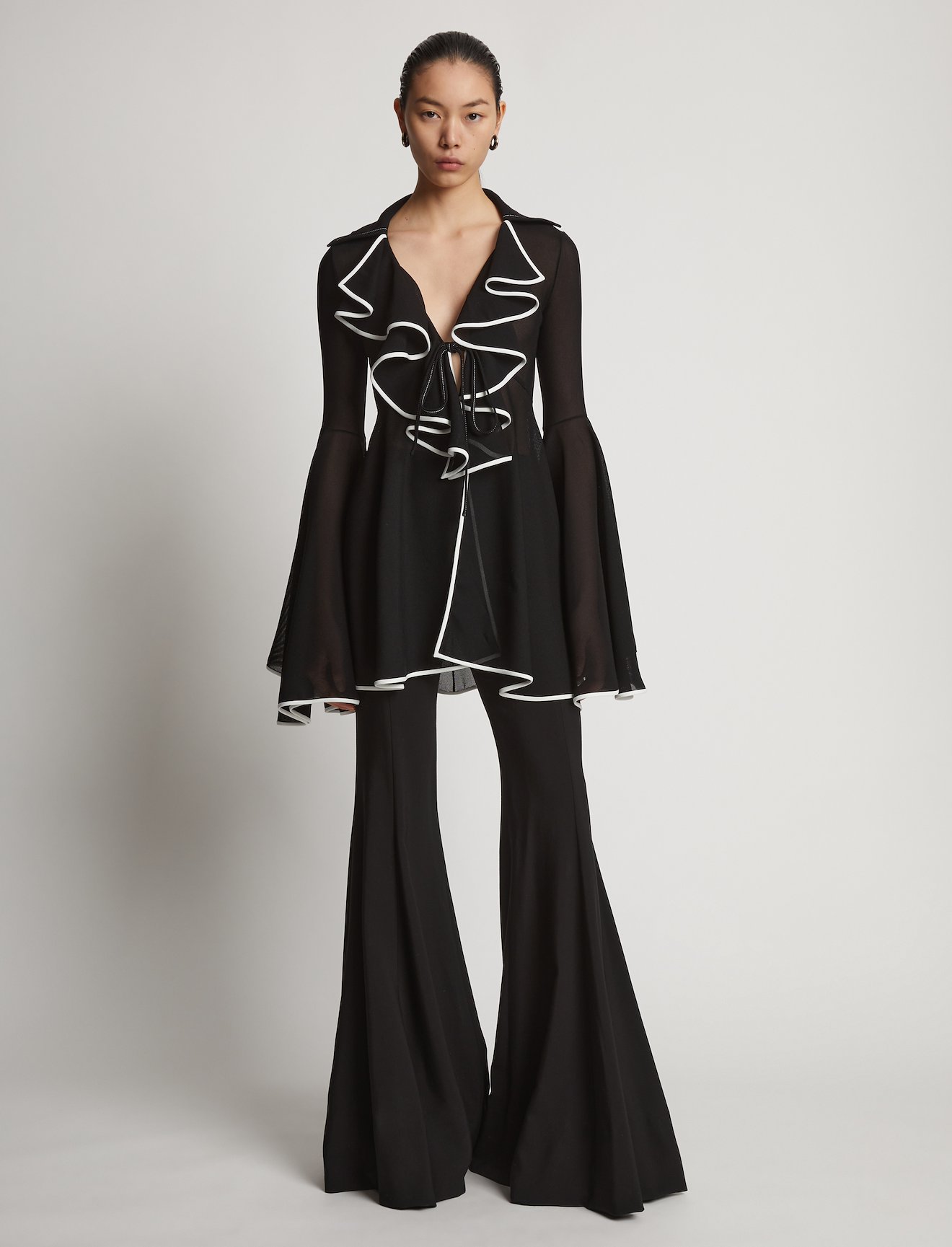 Solid Mesh Ruffle Shirt #1