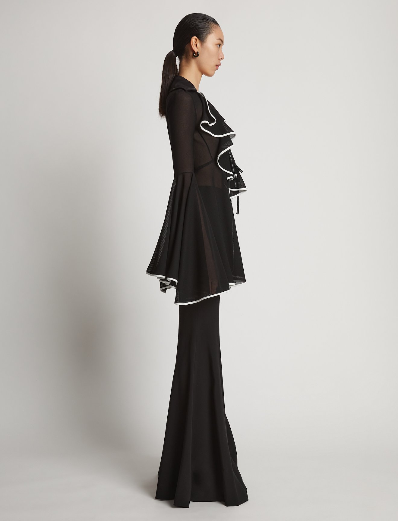 Solid Mesh Ruffle Shirt #2