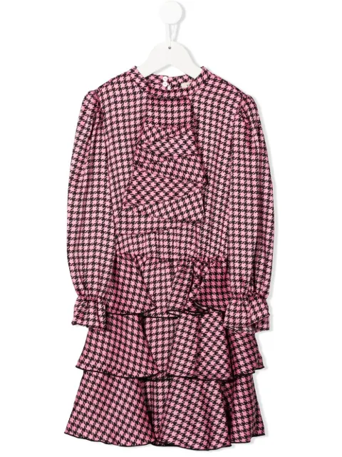 TWINSET Kids long-sleeve dogtooth-print dress