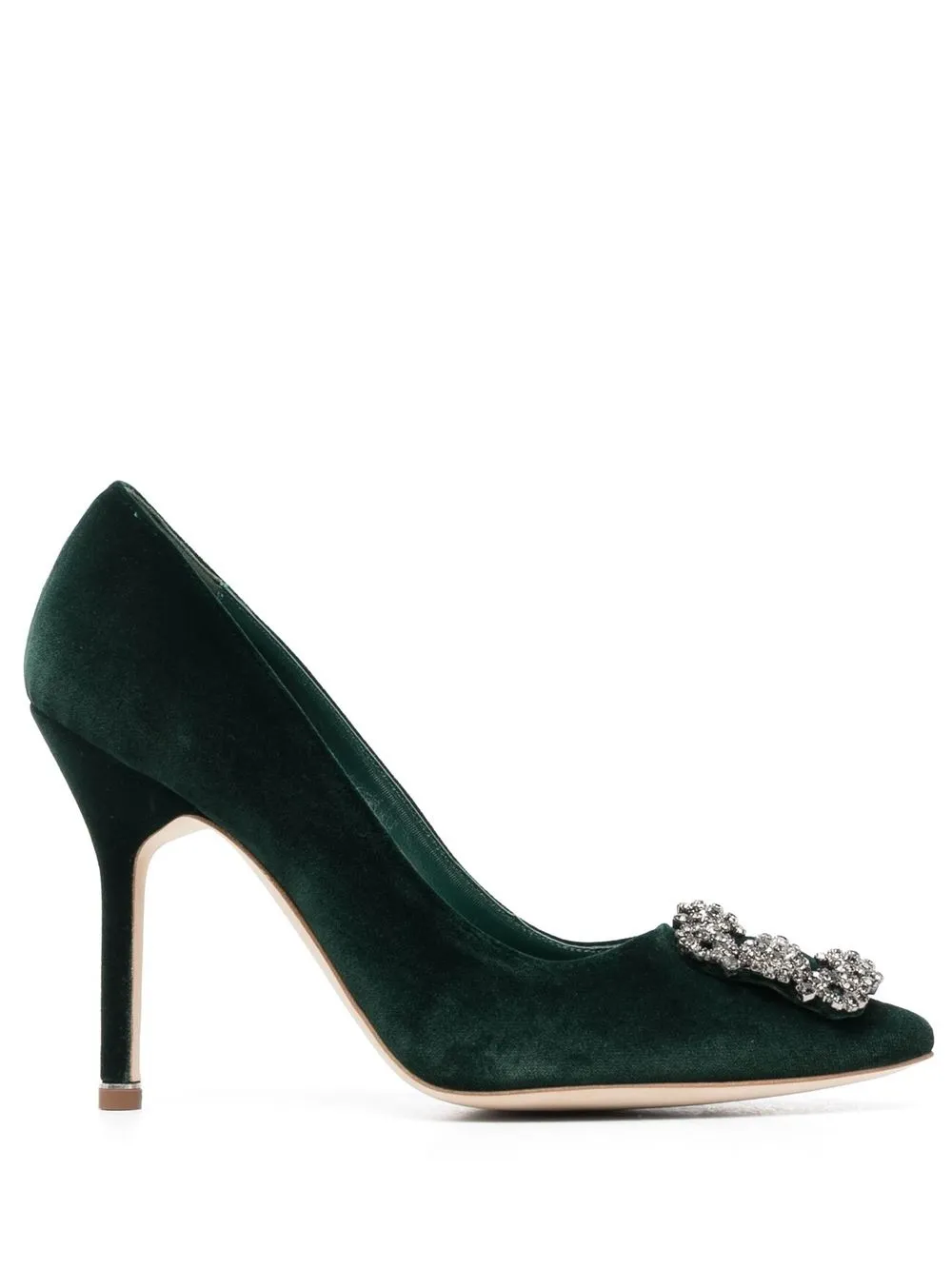 

Manolo Blahnik Hangisi velvet 70mm heel pumps - Green