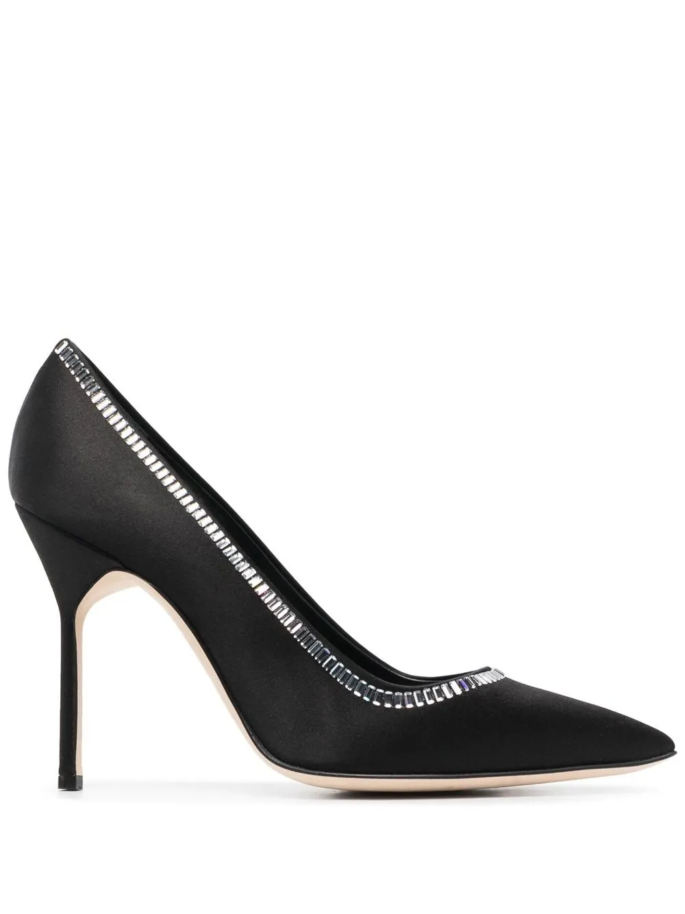 

Manolo Blahnik BB satin crystal-embellished 105mm pumps - Black