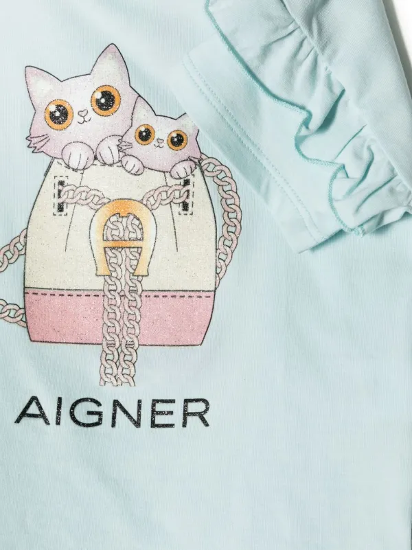 Aigner Kids cat print T shirt Blue FARFETCH BH