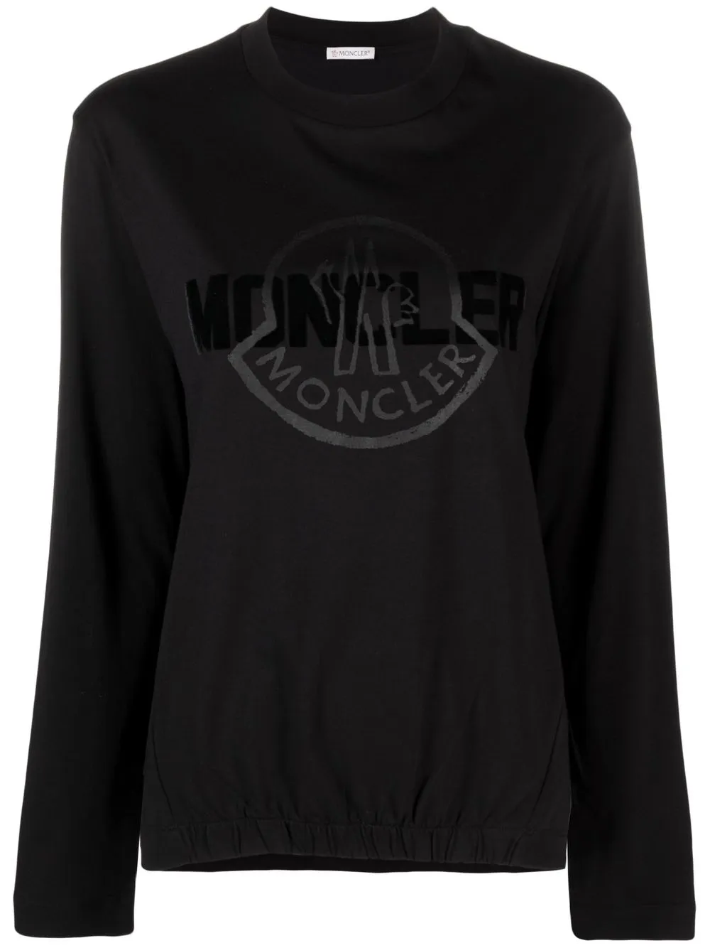 

Moncler double logo-print jersey top - Black