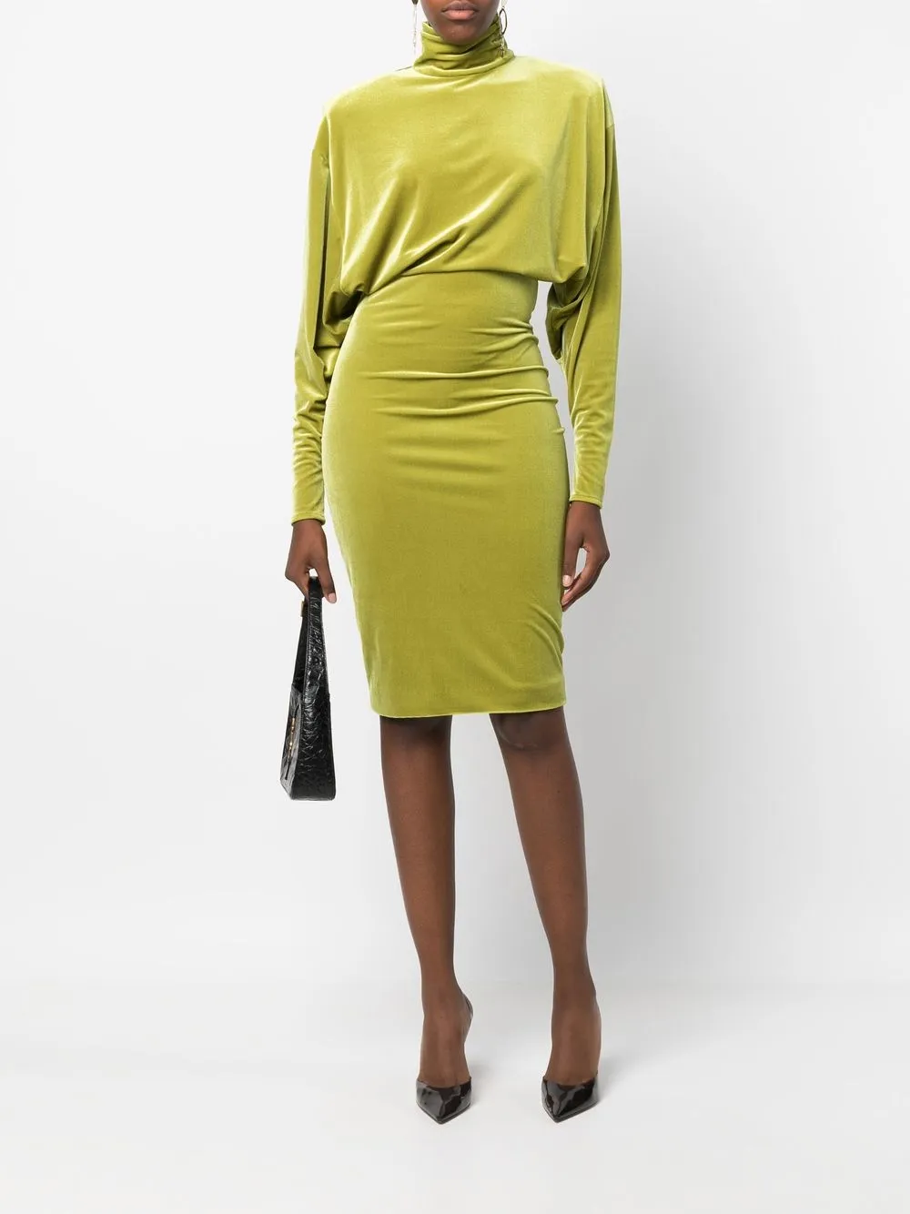 

Alexandre Vauthier vestido midi con cuello vuelto - Verde