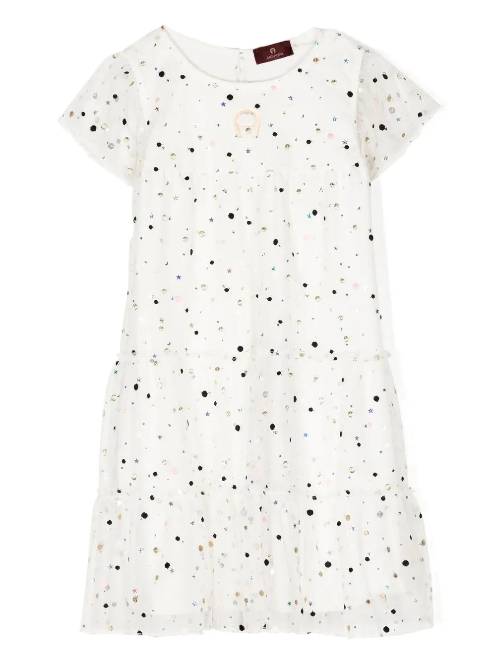 

Aigner Kids star-print tiered dress - White