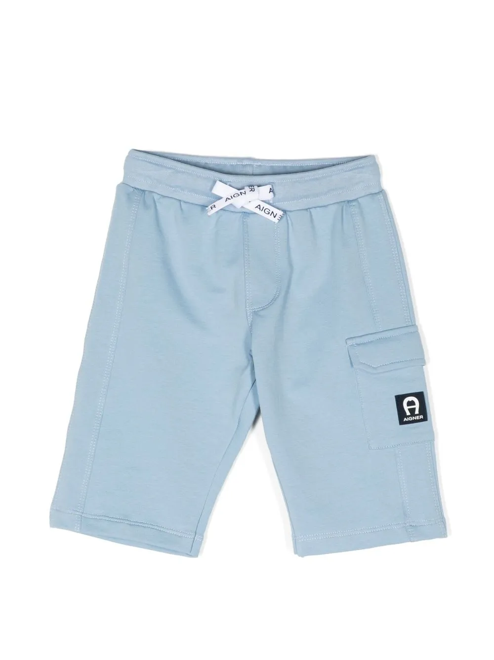 

Aigner Kids logo-print detail shorts - Blue
