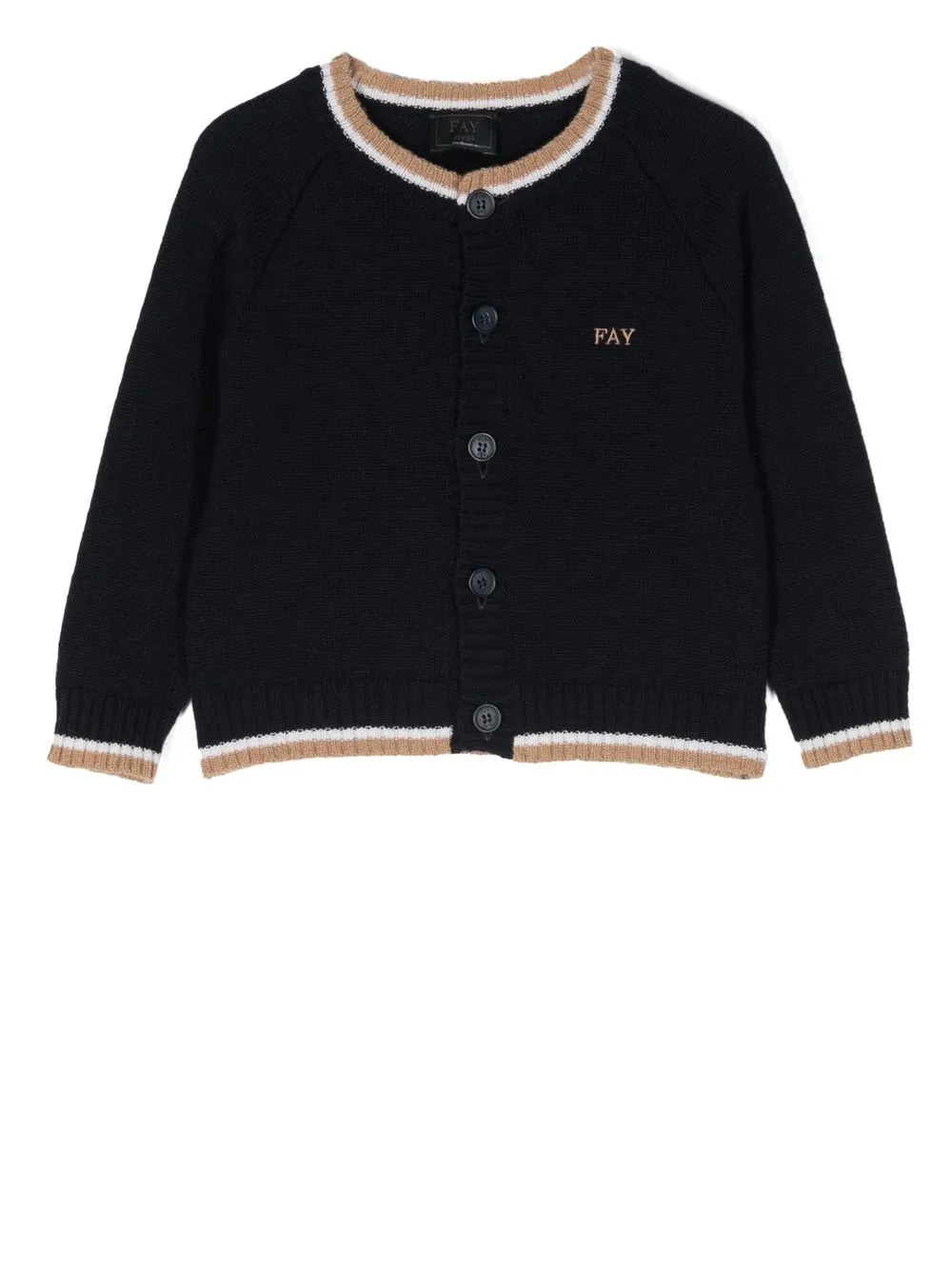 

Fay Kids knitted stripe-trim cardigan - Blue