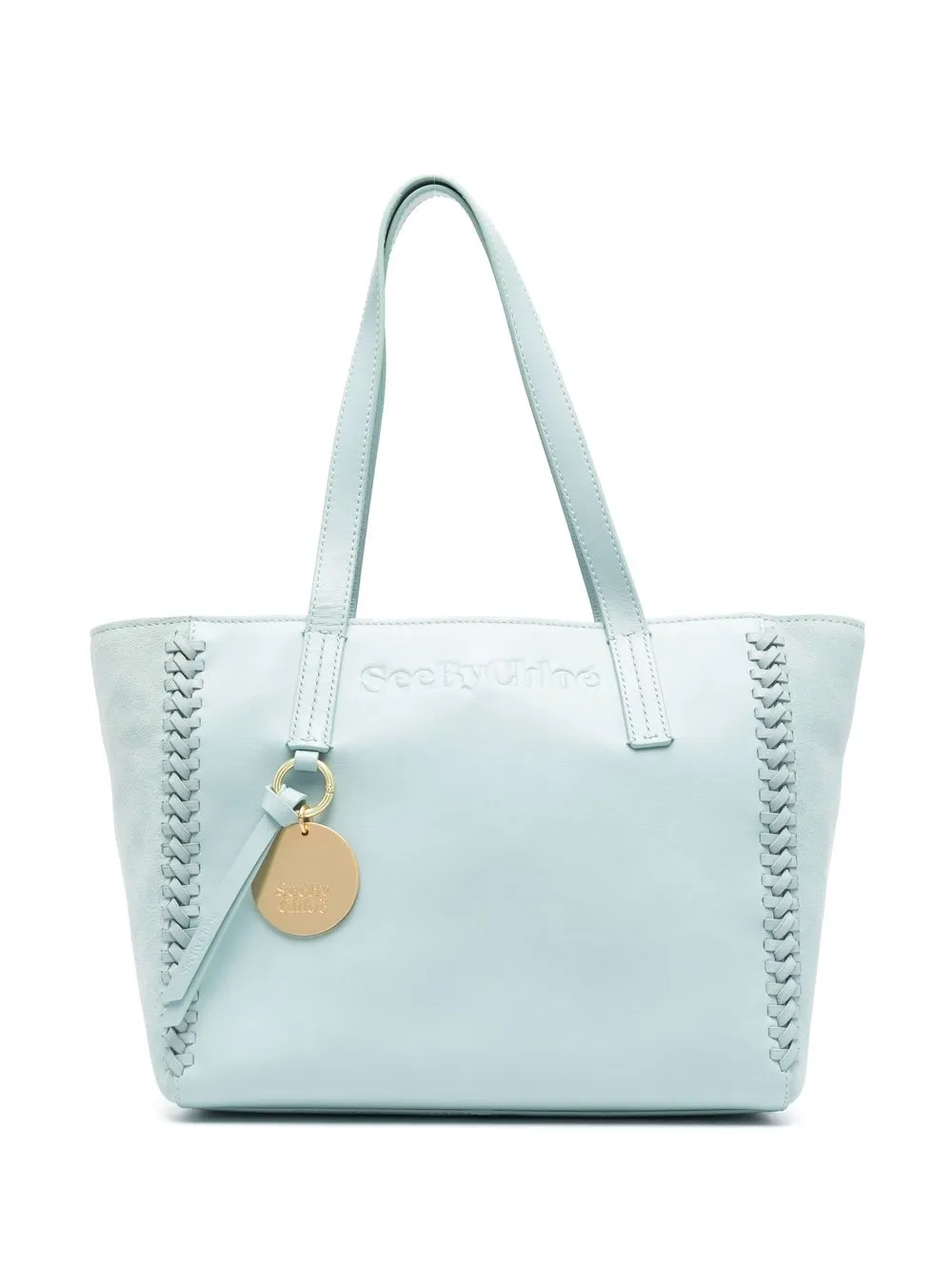 

See by Chloé embossed-logo leather tote bag - Blue