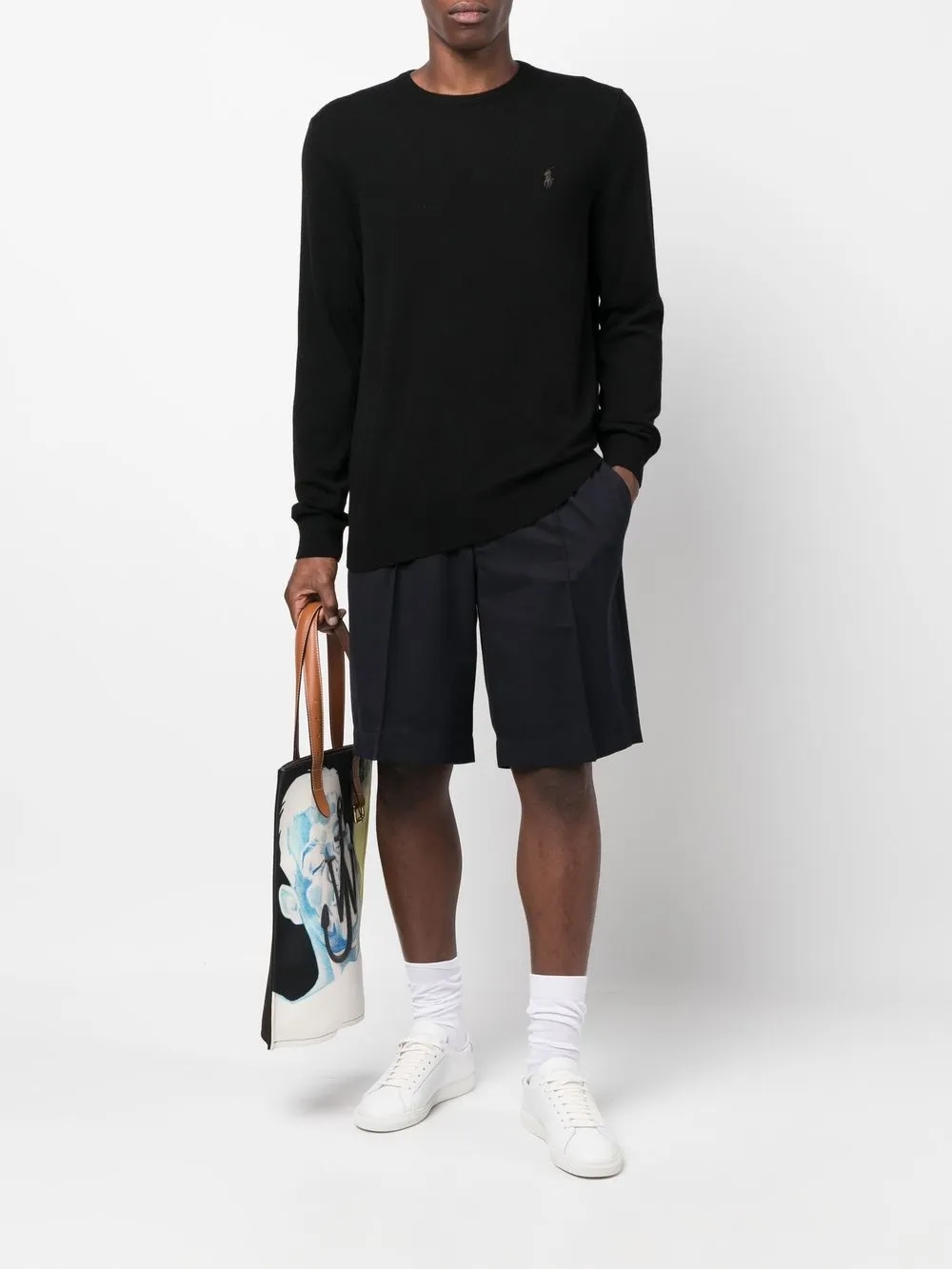 Shop Polo Ralph Lauren Polo Pony Motif Sweater In Schwarz