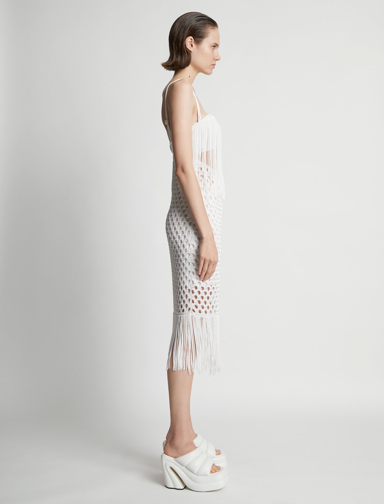 Lacquered Knit Fringe Dress #1