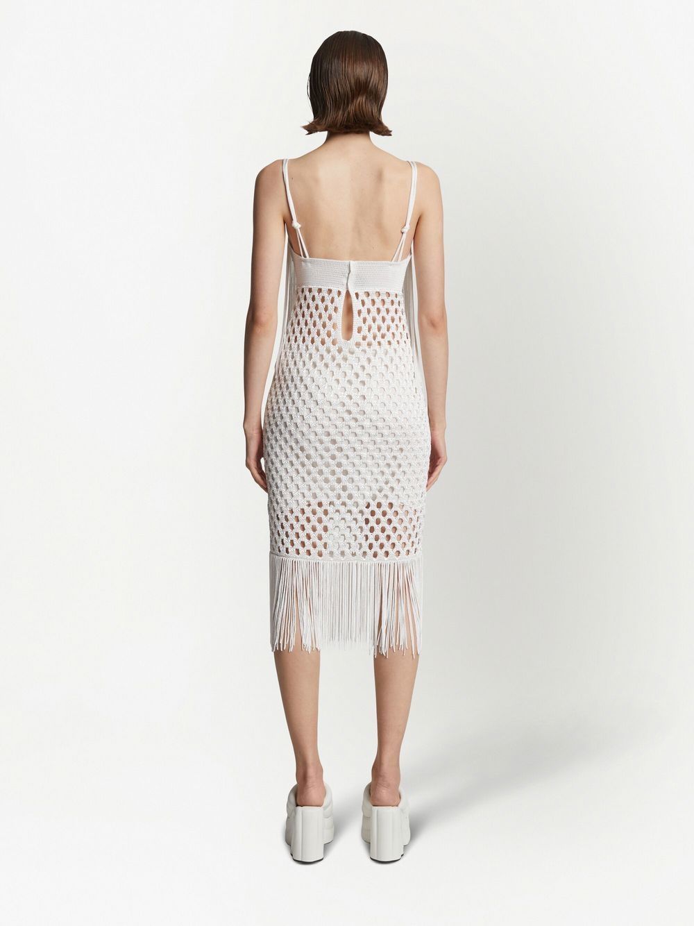 Shop Proenza Schouler Lacquered Fringe-detail Knitted Dress In White