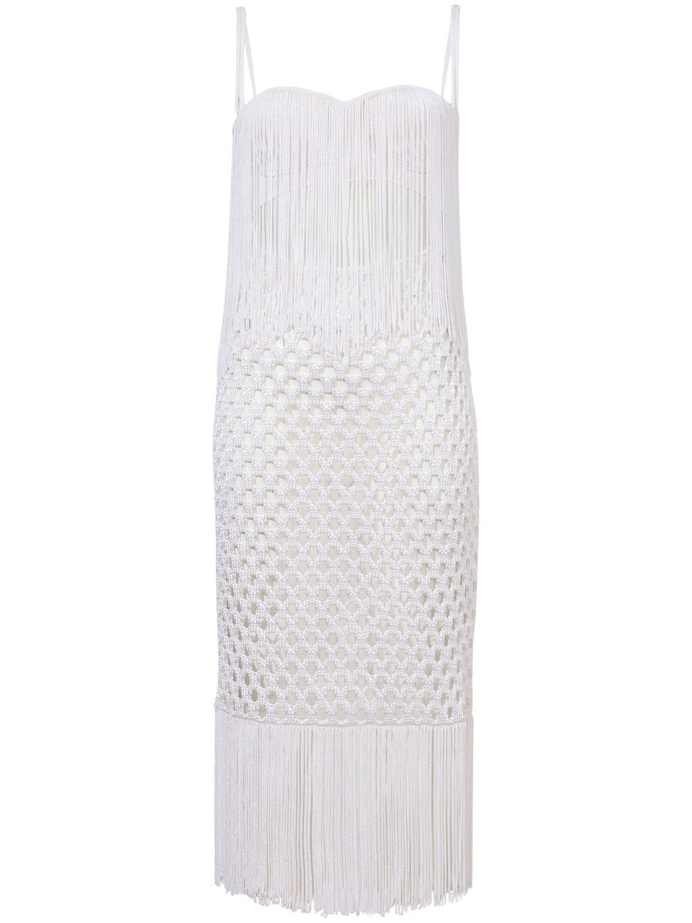 Shop Proenza Schouler Lacquered Fringe-detail Knitted Dress In White