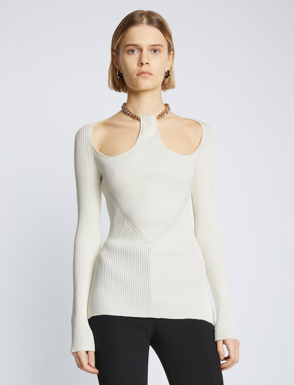 Chain Detail Viscose Knit Sweater