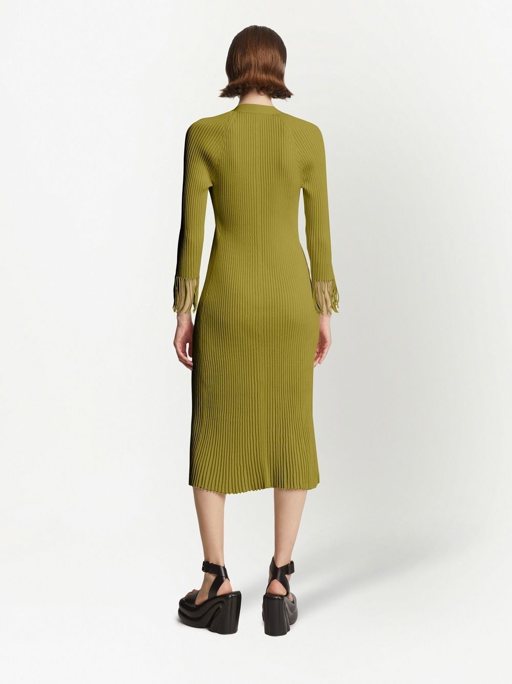 Shop Proenza Schouler Ribbed-knit Buttoned-up Dress In Grün