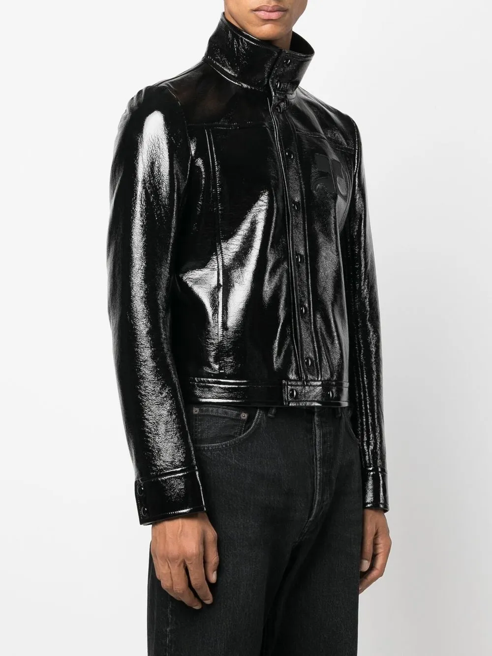  Courrèges Logo-patch Faux Leather Jacket - Black 