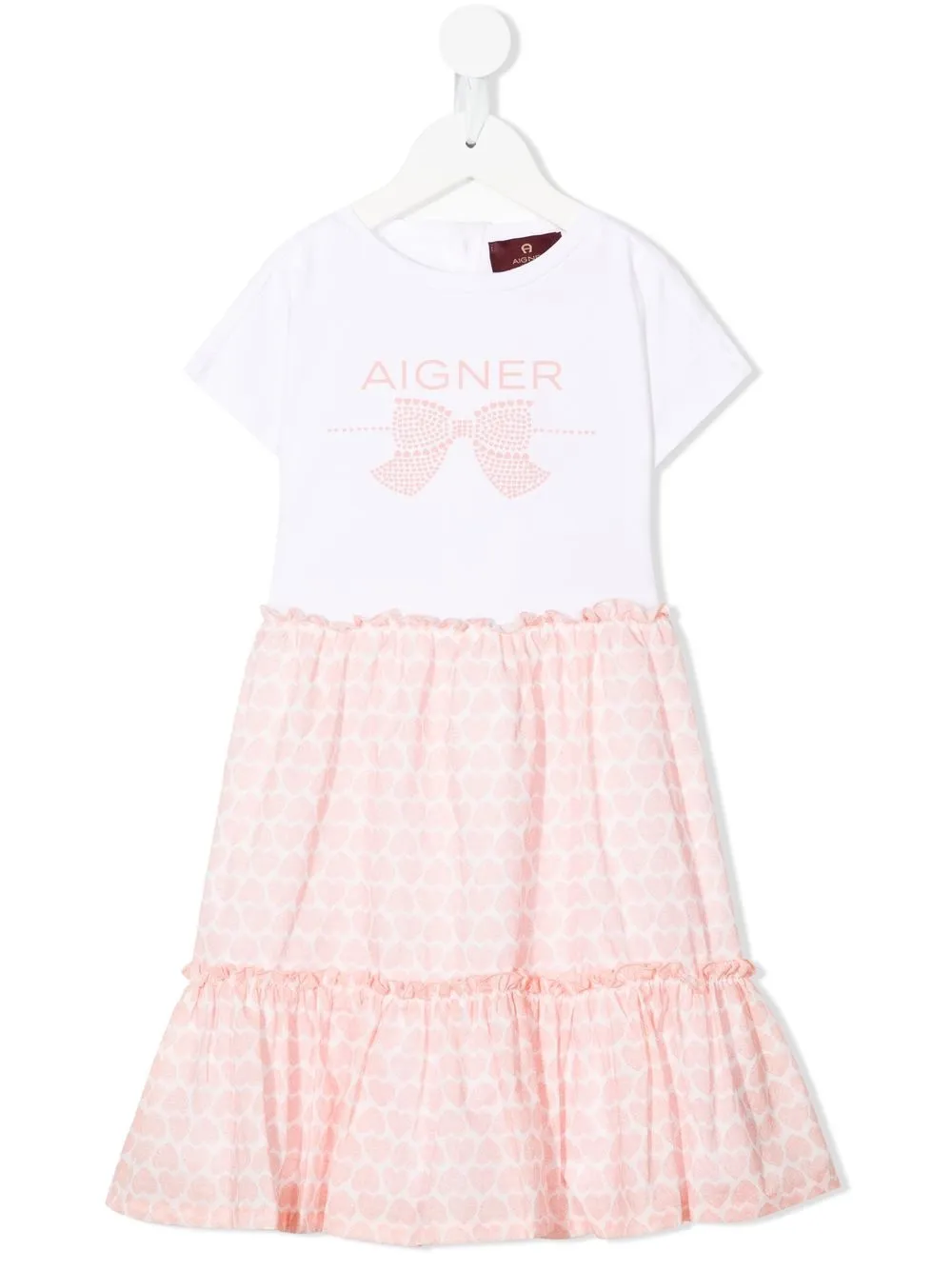

Aigner Kids logo-print tiered dress - Pink