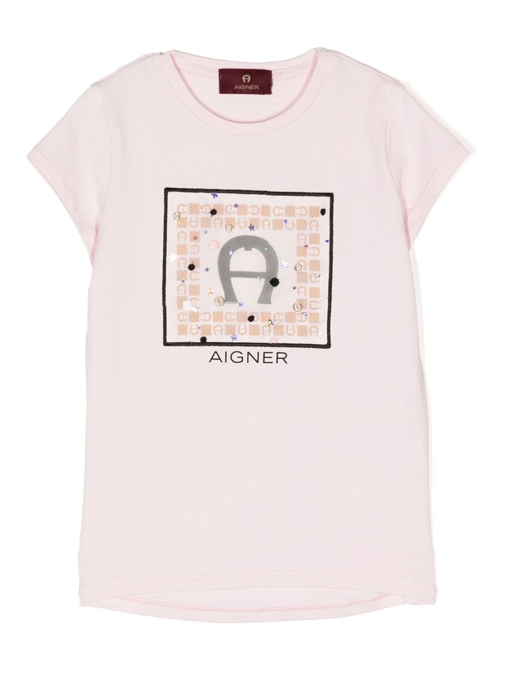 

Aigner Kids playera con logo estampado - Rosado