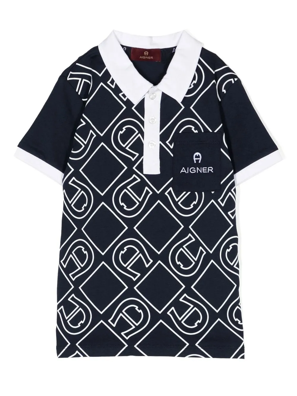 

Aigner Kids playera tipo polo con logo estampado - Azul