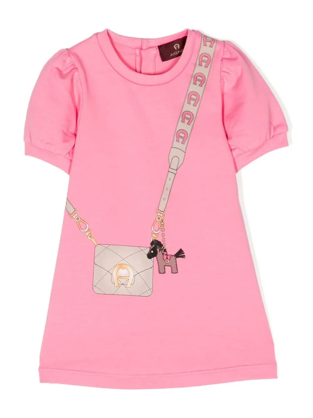 

Aigner Kids vestido manga corta con estampado gráfico - Rosado