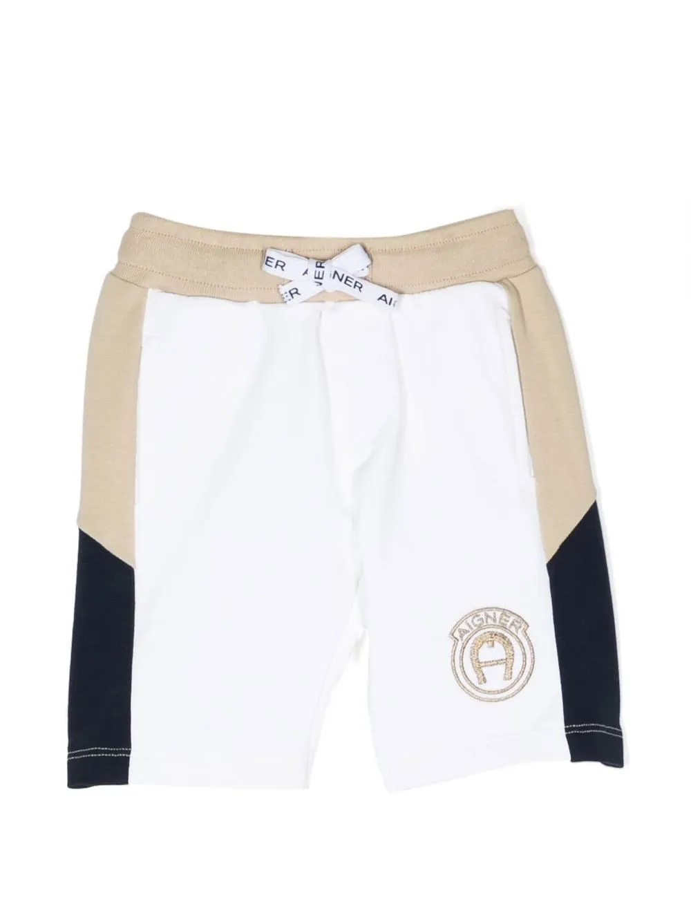 

Aigner Kids tenis con logo bordado y diseño color block - Blanco