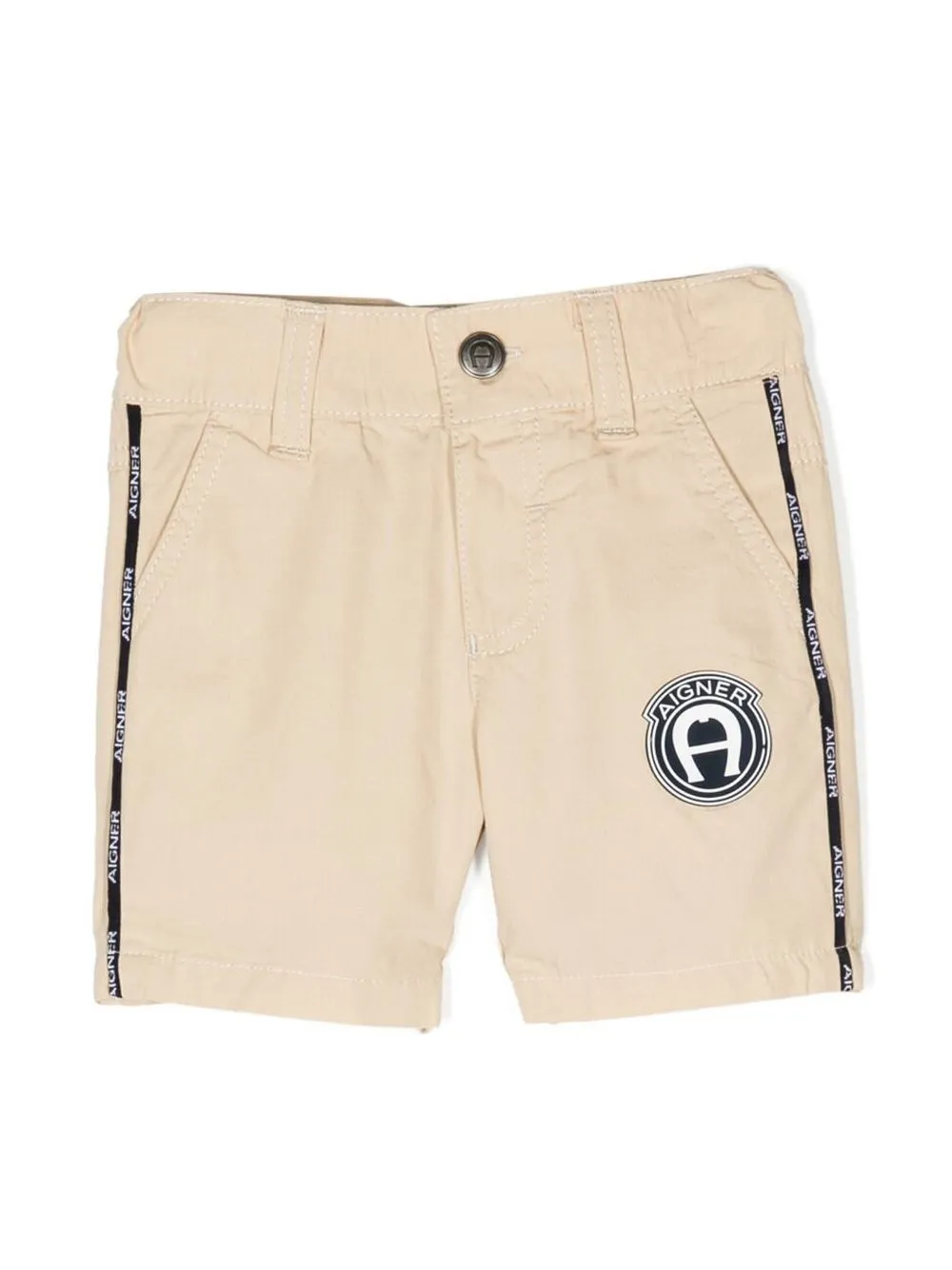 

Aigner Kids logo-patch cotton shorts - Neutrals